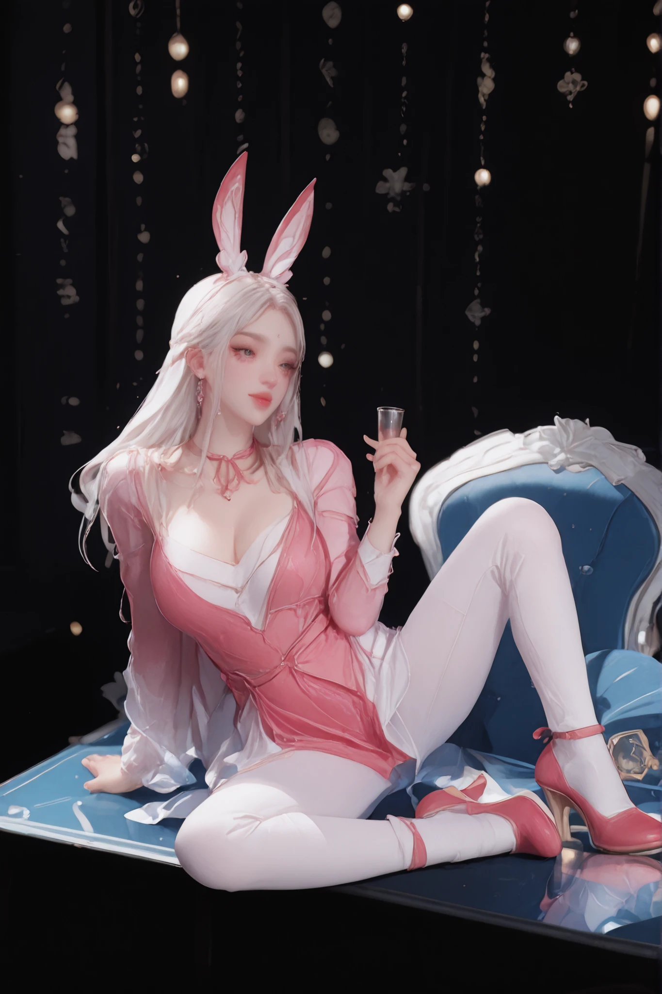 Change to a full-body photo of a woman,G cup,Perfect Details,has exquisite facial features, Clothes are exquisite , Game Character Design ,3D Rendering