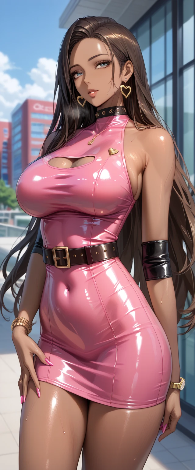 Ultra-high quality images、Ultra-high definition images、Detailed description、Attention to detail、Bust Up Photography、Zoom in on the chest、Harajuku is the stage、Yukipoyo、Yuuchami、Bitch、gal、Nail salon、long false nails、Show me your hands、nail polish、high school girl、big breasts、黒gal、(brown skin:2.0)、(Japan 1.8)、Plump、pregnant woman、(おっぱいにFloat太いBlood vessel:1.5)、Blood vessel、Float、(おっぱいにSweatをかく1.5)、Sweat、水玉のSweat、(underboob:1.5)、(apart:1.5)、blue glowing lipstick、(Chunky lips:1.5)、big cleavage、trench、saggy breasts、disproportionately large breasts、(blonde:1.5)、necklace、open-chested clothes、(pink miniskirt police uniform:1.5)、Sukesuke costume、(thickness of clothing fabric:0.3)、(long twin tail hair:1.5)、earrings、colored contact lenses、Big eyes、big lips、、hard and big nipples、navel piercing、bangle、Foot wheels、渋谷gal、Tattoo on the thigh、knee high socks、Shoes with thick soles、pedicure、gal、gal