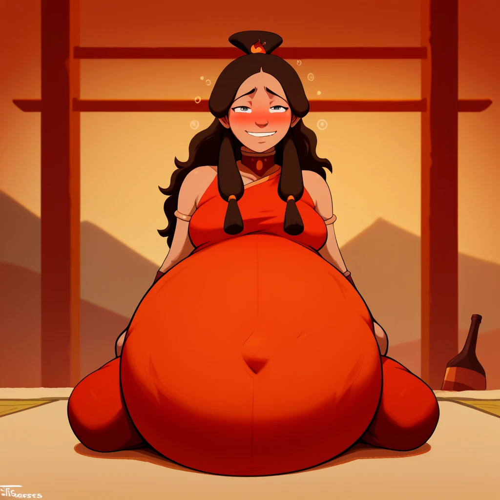 A adult woman wearing a diaper filled to the brim with poop, gargantuanly sized diaper, poop all over the room, ussbbw, naked, no clothes, nsfw, sexy, obese, overweight, colossal body, fat, chubby body, massive ass, thick legs, extremely tall, chubby arms, immobile, Double chin, Cheek, Thick neck, thick arms, fat belly, flabby belly, flabby belly fat, extremely long hair, hair not put up, hair touching the floor, smells, looks like she haven’t showered in years,