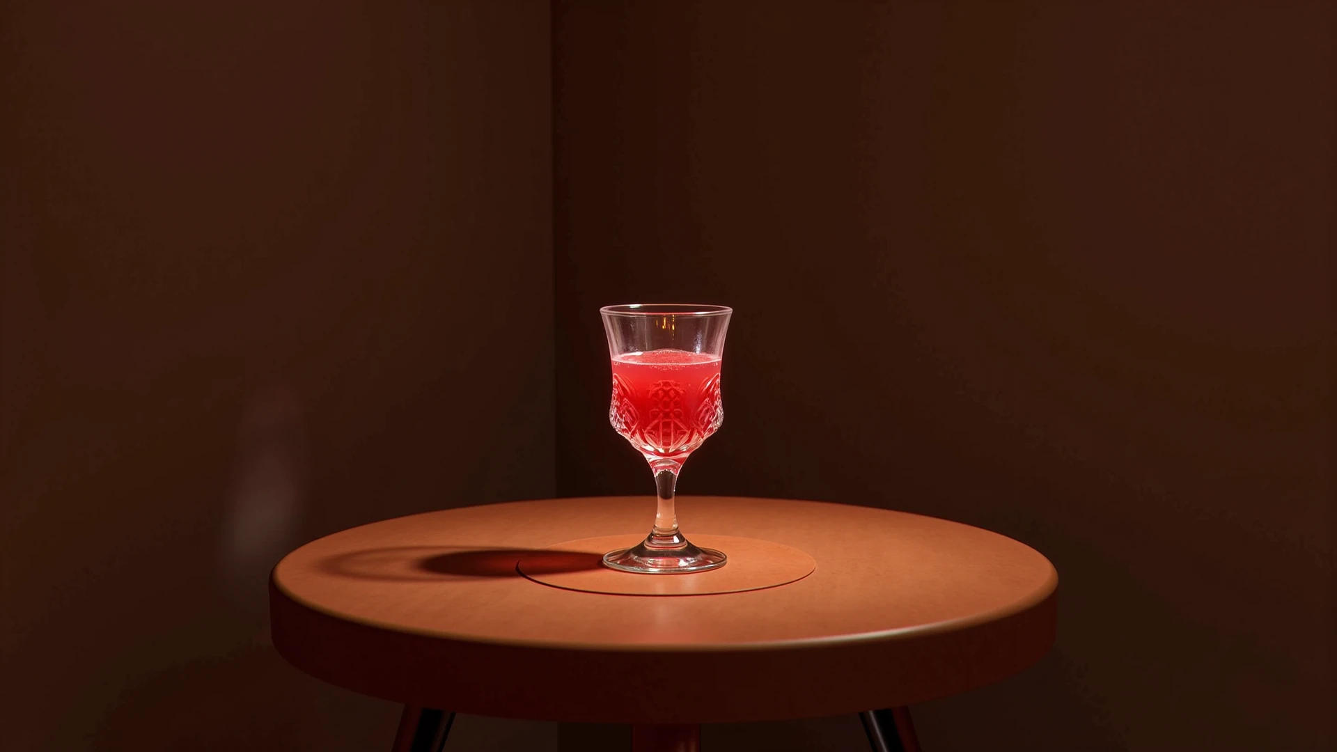table in a modern bar with red walls and details
