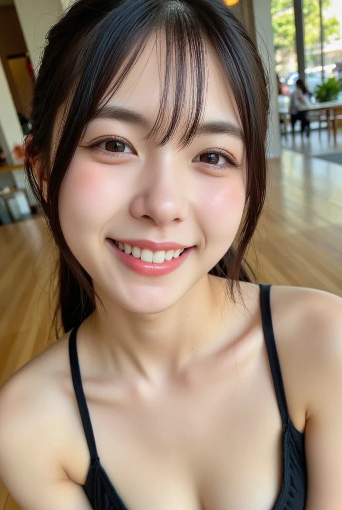 ((best quality)), ((masterpiece)), (detailed), perfect face, slim teenage girl, Korean girl, preety face, boy torso, detailed face, ((full body)), slim body, flat chest, short hair, her face was in love, she was facing screen, she was looking at screen with admiration, beautiful dark blue Sleeveless sleeping pajama, milk white skin, glowing skin,she was smiling at me, armpit, detailed armpit
