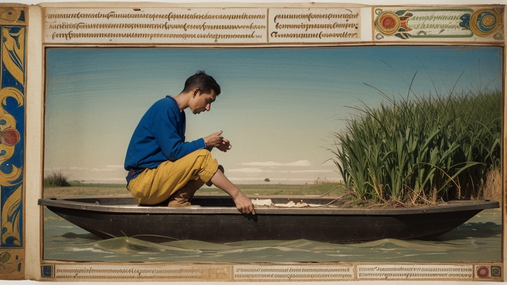 A boy with headphones on top of a trash can watching the sunset in a field of flowers