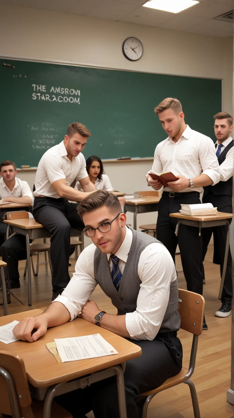 Handsome teacher teaching 2 teenagers how to fuck, homoerotic, polla grande.