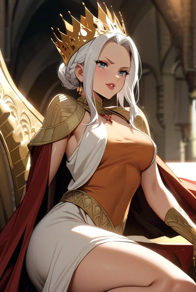 edelgard As a lord, Edelgard wears elegant and ornate attire that reflects her noble status. showing skin lot skin half close up huge not looking at you