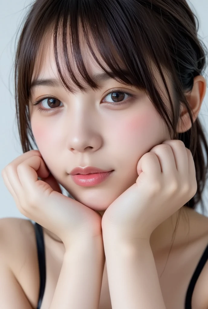 (((Ultra-high resolution、close、Cute Japanese Woman)))、顔のUltra-high resolutionクローズアップ画像を作成してください。
Long, straight black hair frames her face。
So that every single hair is clearly visible、Depicts subtle color changes depending on the amount of light hitting the subject。
The skin is white and smooth、Has a natural glow。
Fine skin texture、Representing the fine details of pores。
amountや頬に薄い赤みがある部分を詳細に。
The eyes are almond-shaped and dark brown.。
Fine details of the iris、Depicts color gradations and patterns。
Long, natural-looking eyelashes, each and every one visible。
Well-groomed eyebrows、indivual々The hair is clearly visible。
Light reflects off into the eyes、Create small highlights。
noseは繊細で、nose孔の細かいディテールがある。
Lips are plump and naturally pink。
Depicts the fine lines and soft curves of the lips。
Shiny、Accentuate the shape。
Detailed depiction of lip texture。
Particular attention to the depiction of light and shadow。
Soft natural light gently illuminates the face from the front。
amount、nose、Creates a subtle glow on the cheeks。
Shadows are cast softly along the contours of the face、cheekbone、Jaw Curve、noseの側面を強調。
The gloss of her lips reflects the light faintly.、Emphasizes plump texture。
The shadow of the hair adds depth and dimension.、indivual々The hair shines in the light。
The background is simple and blurred.、Focus on the face。
In the highest quality、Representing the utmost detail。
Negative prompts:

Noisy Images、Low resolution、Avoid blurry detaily hair is messy、Avoid unnatural hair textures。
Skin is unnaturally smooth、Avoid overly processed skin images。
Pores are invisible、Avoid products that have lost their skin texture。
Flat iris、Avoid those that lack detailed information。
short lashes、Avoid unnaturally thin eyebrows。
Light reflects off into the eyesていない、Avoid those with expressionless eyes。
noseのディテールが欠けているものは避ける。
Dry lips、Avoid unnatural colors。
Lip texture is not visible、Avoid non-shiny items。
Poor balance of light and shadow、Avoid evenly lit faces。
amount、nose、Avoid products that don&#39;t have a glow on your cheeks.。
cheekboneやJaw Curveが強調されていないものは避ける。
The shadow of the hair is shallow、Avoid things that lack volume。
The background is complicated、Avoid images where the face is not in focus。