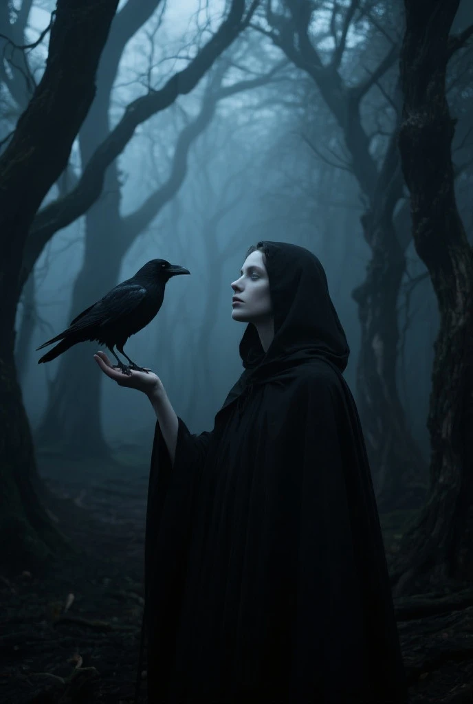 Score_9, score_8_above, score_7_above, Alone, female focus, bride cadaver obsessive spirit, dead skin, scenario,forest, candlelights,torn and old dress,light smile,leaves,crow,birds,sitting on the st of a tree black hair, bride casaver