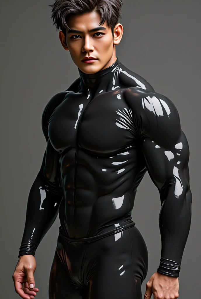 Arabian man,man,youth,Best quality, crisp quality, Masterpiece, Highest resolution, Highly detailed, black alien bodysuit, love heart,open his suit to show his huge chest muscle,Full-body muscular figure,night club,mtu
