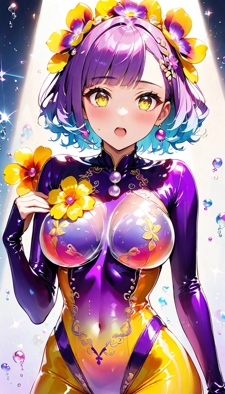 whole body, smile,smile,blush,Big Breasts ,(One woman),Sexy pose, Showing nipples,Show your vagina,(orgasm:1.9),Blue Hair,Short Hair.Golden hair ornament,wool_pokemon,vagina,fuck,10 years old,