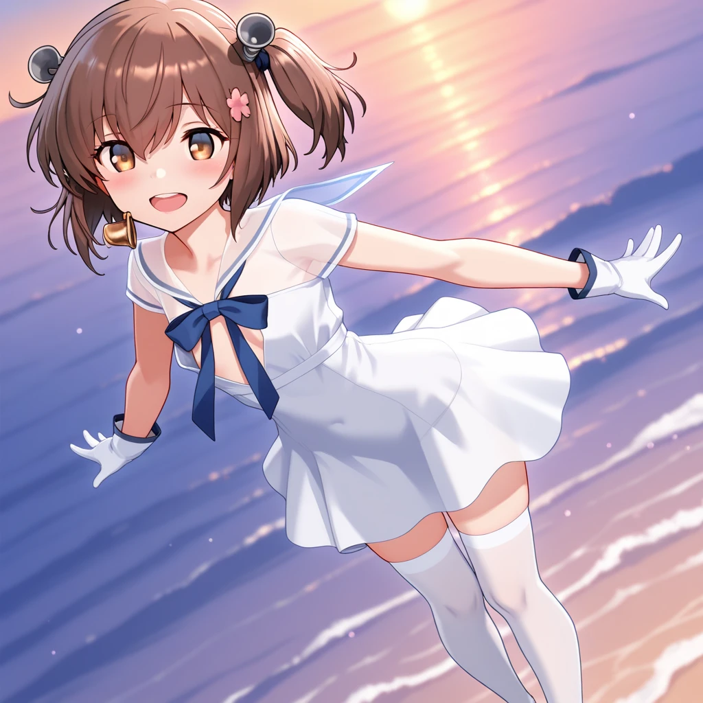  actor、ちいさなスーパーIdol、(10 years oldのgirl)、(Beachで泳いだり)、(Sheer uniform)、(Laughing)、ダンスをしているgirl、White Dress:1.1、Cute girl、Primary school students、Young Girl、(Flat Chest)、(Small breasts)、（（（Ａcup）））、bust７５centimeter、Idol、Droopy eyes、yellow、Small and delicate body、Slender、Super detailed face、(Big eyes:1.2)、Make your eyes clearer、double eyelid、超High resolution,、Wide forehead、No makeup、Realistic eye and facial details, Perfect teeth alignment、Perfect eyes and a perfect mouth、スクールSwimwear、Bloomers、1girl、Gravure pose、ponytail、Charm、Beach、mini skirt、gold、 Dark Eyes、Wink、Swimwear、bikini、slender、(Ａcup)、Fairy、ballerina、Shiny satin fabric、Pool Party、Perfect Face、Perfect Eyes、Narrow waist、ribbon、beautiful girl、（Short Hair）、ribbonの髪飾り、Garter Ring、マイクロbikini、10 years old,girl,,flat chest,Highest quality,High resolution,Detailed Background,Beautiful face in every detail, Teenage beauty, Cute hair color, Brown Hair, Black Hair, Bobcut, Twin tails, A big smile、To lift your mood、 Summer sun、Shining Sea,Super detailed,(masterpiece:1.2) , (Highest quality:1.2) , (Super detailed:1.d,Super detailed,anime,girl,Blonde Hair,サイドponytail,break,Red eyes,break,Beach,bikini,smile