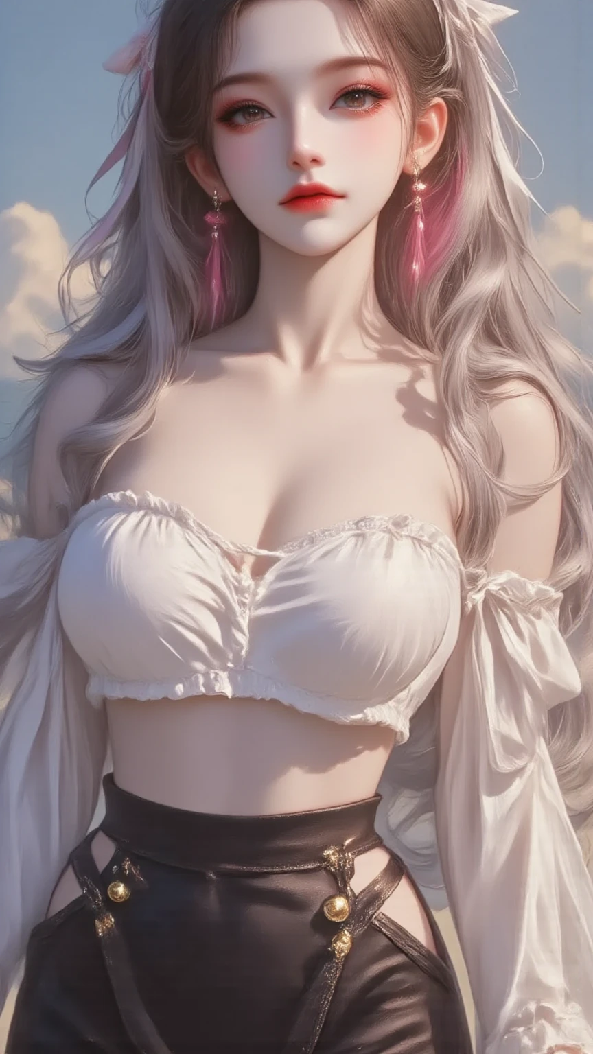 1girl,Elise,(White fluffy feather theme:1.6), (fluffy:1.7), (loose-fitting fluffy feather dress:1.4),(In the bridal chamber), (standing,sexy model pose:1.2),jewelry,grace,(((red-lips))), slightly parted lips, lewd smile, clavicle,(huge breasts),Charming cleavage,((8k, RAW photos, top quality, masterpieces), high-definition RAW color photos professional close-up photos, (realistic, photorealism: 1.37), (highest quality), (best shadows), ((erotic, sexy, ultra high resolution, high-definition CG unified 8K wallpapers, physically based rendering, movie lighting),solo,