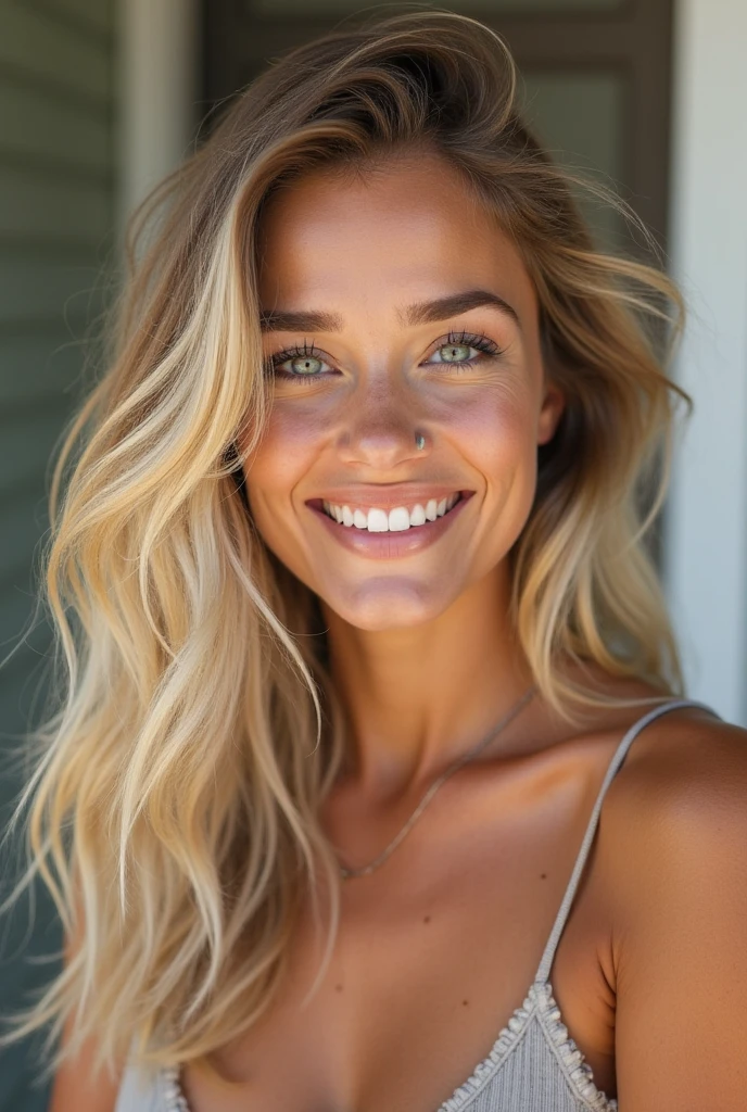 Better texture, high quality, ultra high definition, 8k, Blonde teen sexy outfit smiling