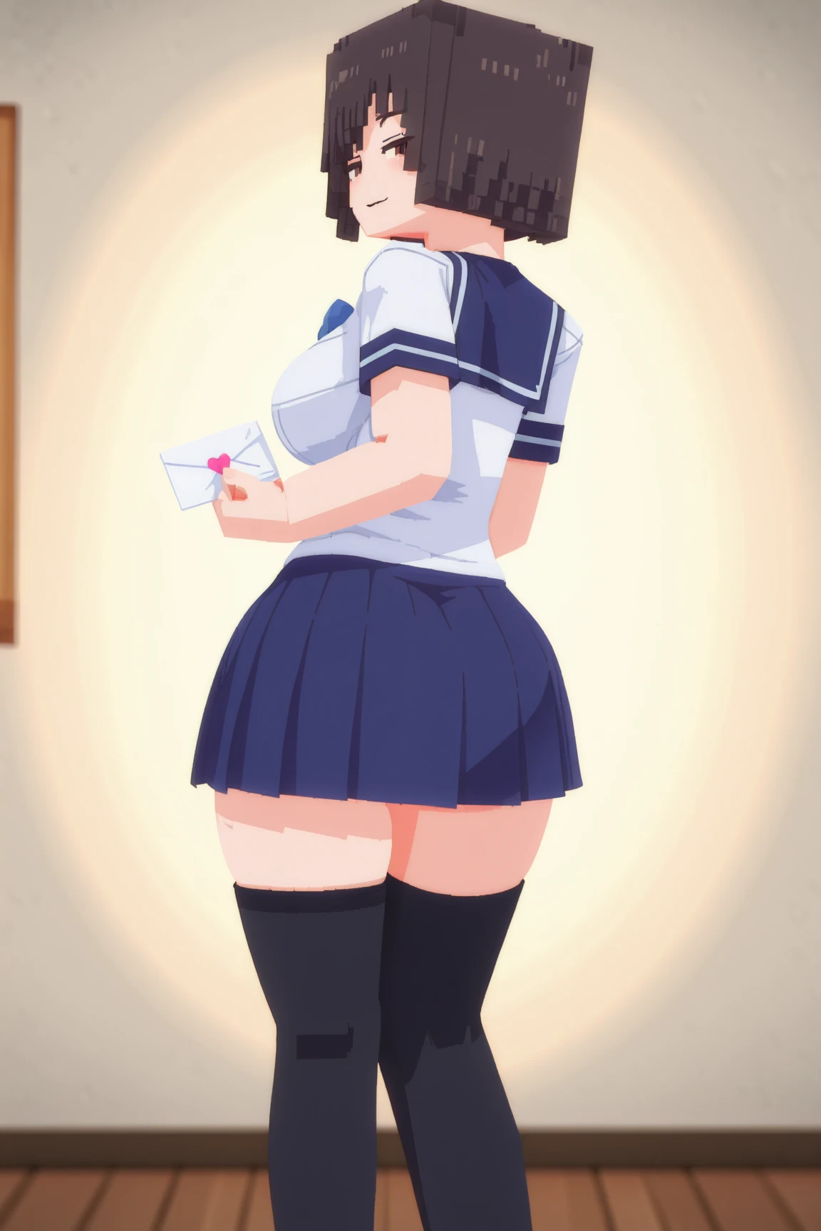masterpiece, best quality, highres, perfect pixel, depth of field, 1girl, single, solo, beautiful anime girl, beautiful artstyle, (beautiful eyes), (detailed face), (blush), anime CG style, (medium breasts), good lighting, perfect body, lips parted, (sakura kinomoto), glossy lips, (cheerleader), (glory wall pose:1.3), (ass focus:1.2), (skinny thighs), (picture in frame)