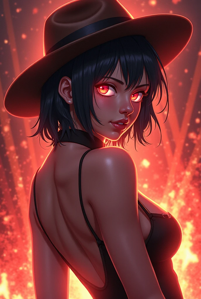 Bare chested witch, very sexy, bare chested, with a cowskull head