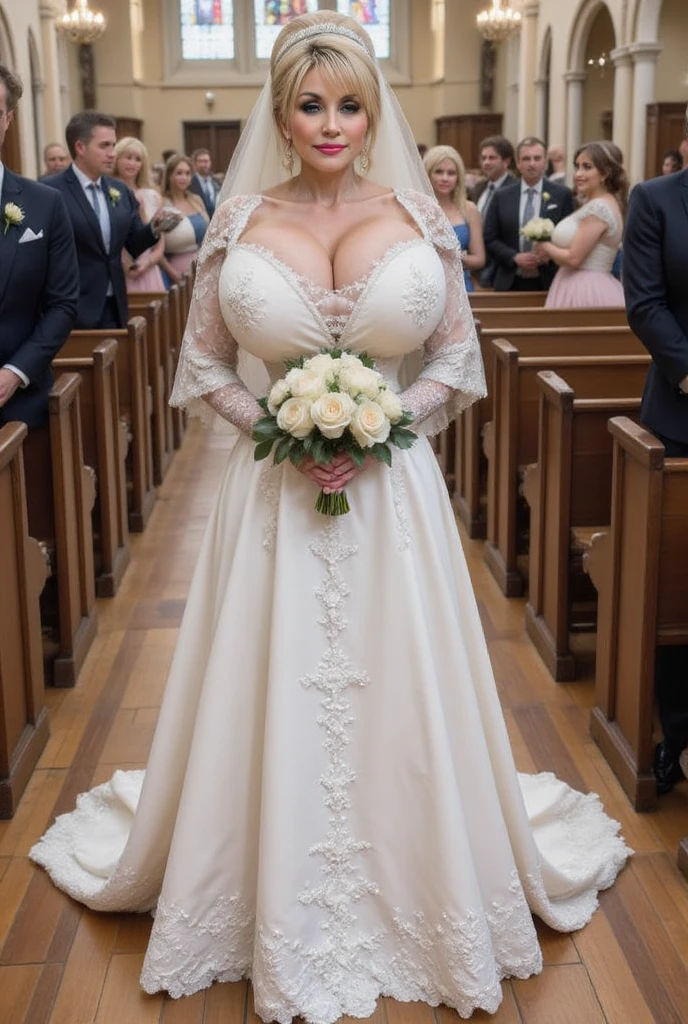 Hyperrealistic, Beautiful happy (couple), (2 people), 1 woman and 1 man, {young {european woman}, voluptuous, long wavy blonde hair, curvy body, hyperrealistic, (transparent tulle dress), (((topless))) (wedding dress) , (big breasts:1.1), visible breasts, large nipples, ((breasts bursting out)), (sexy smile)}. {{scandinavian type} man, 35 years old, masculine, bearded, large black beard, black hair, wide chest, {dark blue wedding suit}}. (DETAILED), (masterpiece), high quality, digitalart, (standing in the garden), detailed skin, ((extreme detail)), 