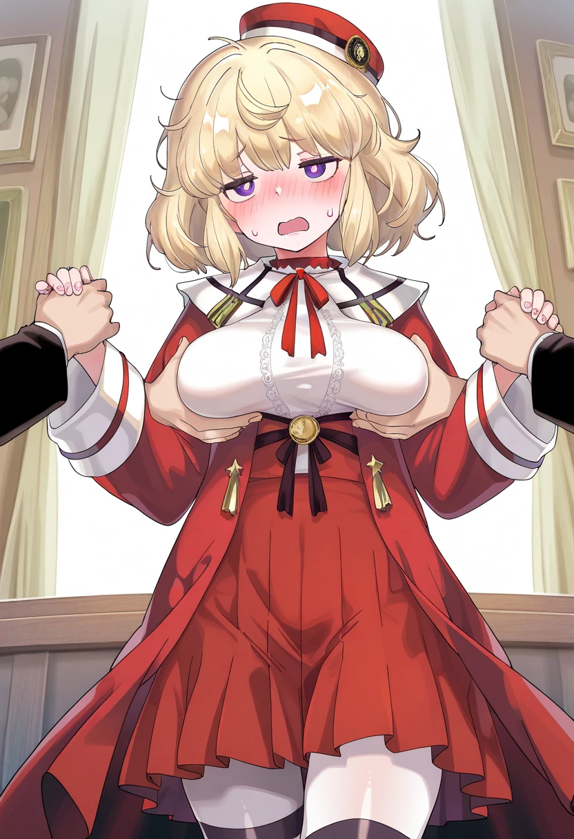 masterpiece, 1 girl々, One person々in,1 ager々, Anne Takamaki (An Takamaki) - Persona Big Breasts, Mature Woman,Sharp eyes, Blonde,Twin tails、Lilac eyes, Empty Eyes LoRA / Hollow / Hypnotic suggestion,Collapse on the bed,Red Bet,Thick thighs, Hypnotic Pendulum,Hypnotic state,Hypnotic stateの目,squint,Open your mouth wide and vertically,Sweaty,Stuffy stuffiness,全身Sweaty,You can see the valley,Stuffy stuffiness,Steamed, (Huge breasts:1.4),Heart Nipple Sticker, gloryhole, & Excretion of personality,Lots of cum,Splashing cement. Glory Wall (front view)