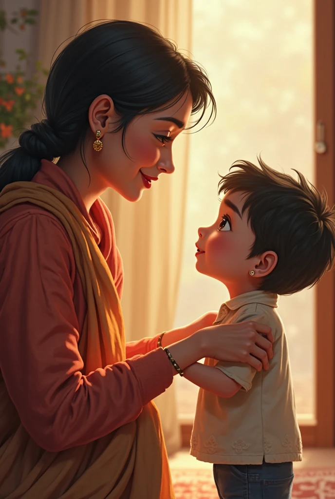 Lovely sri lankan mother love her son