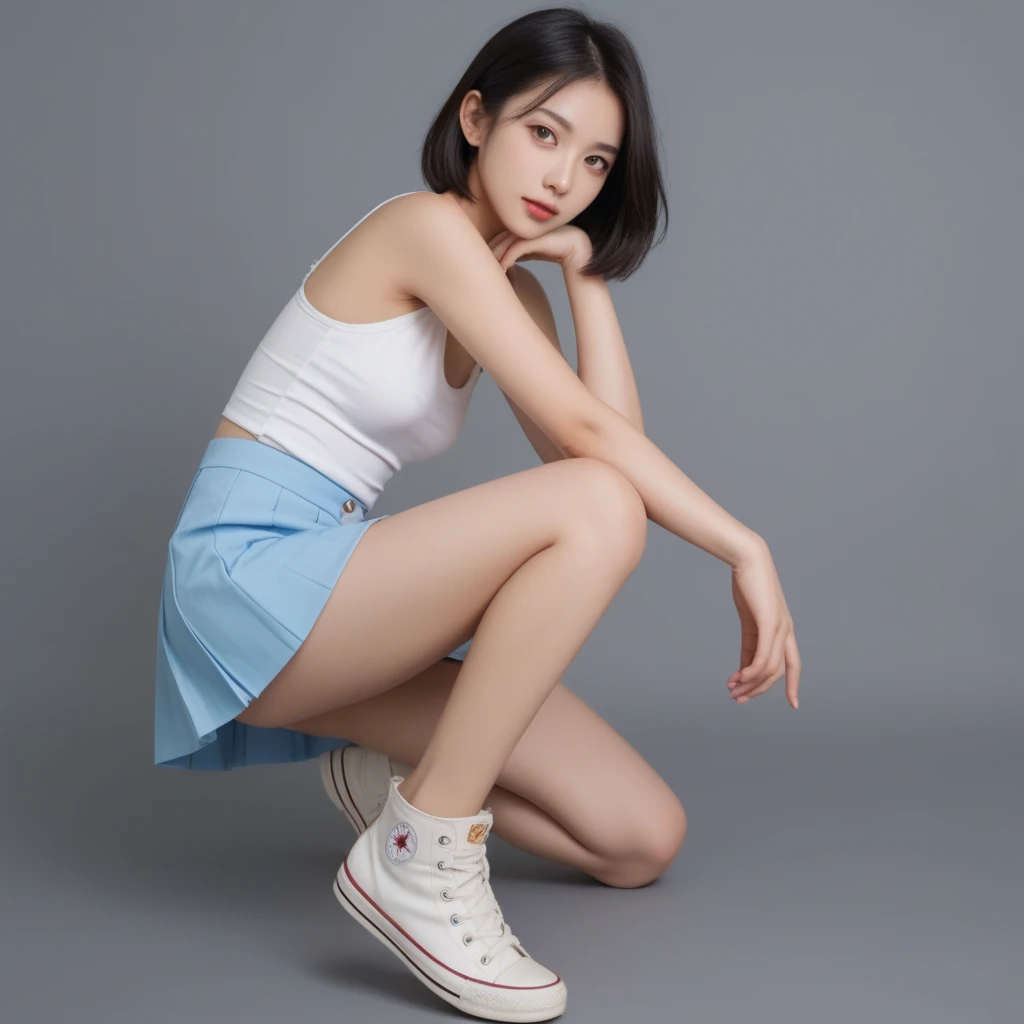 (masterpiece, highest quality, Highest image quality,photorealistic, Raw photo),Elementary school students are playing with paint on each other using various gadgets,white t-shirt,denim hotpants,colorful stage,beautiful lighting, volumetric lighting, dynamic angle, sharp,