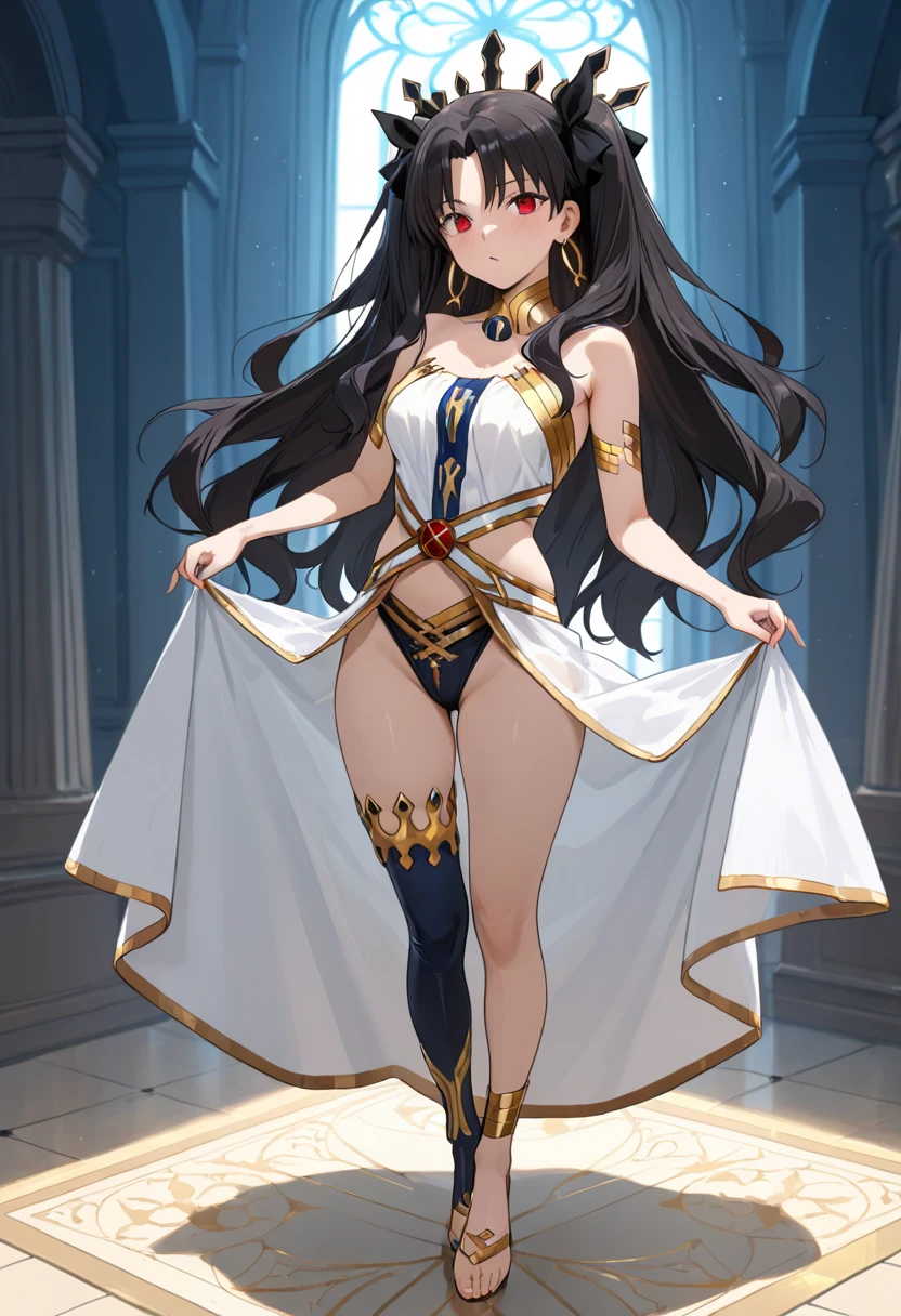 cute, standing lady, three view drawing, front and back and side,full body,simple background,dancer,long hair