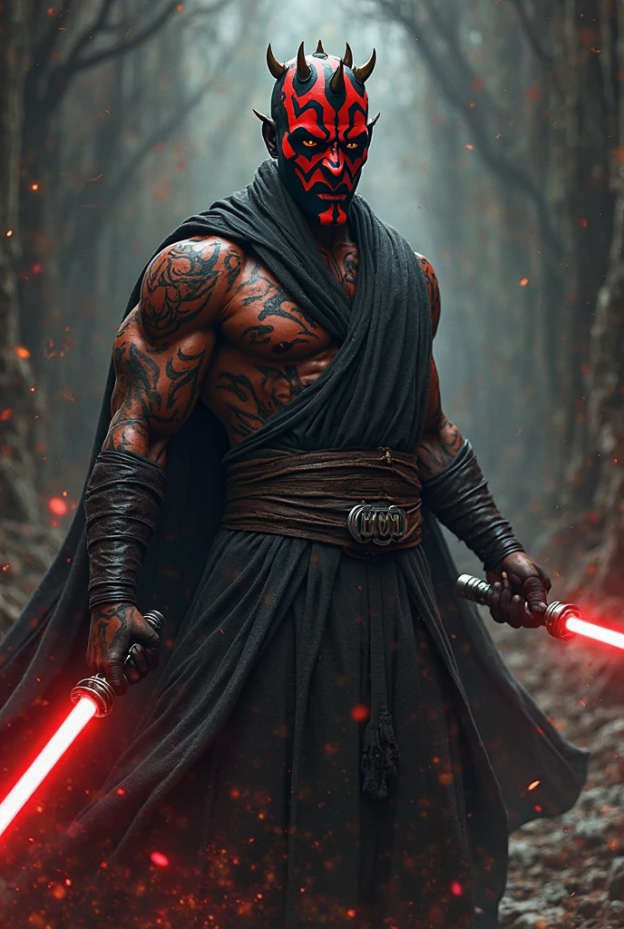<lora:NagaSDXL:1>naga, full body, Darth Maul from Star Wars, detailed background