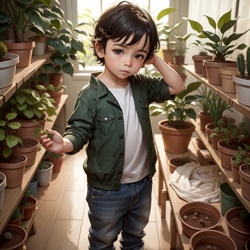 A little boy playing with toys in a living room, simple art inspired by studio ghibli's visual style, Baroque oil painting anime key visual full body portrait character concept art, brutalist grimdark fantasy, kuudere noble dictator, trending pixiv fanbox, rule of thirds golden ratio, by greg rutkowski wlop makoto shinkai takashi takeuchi studio ghibli jamie wyeth