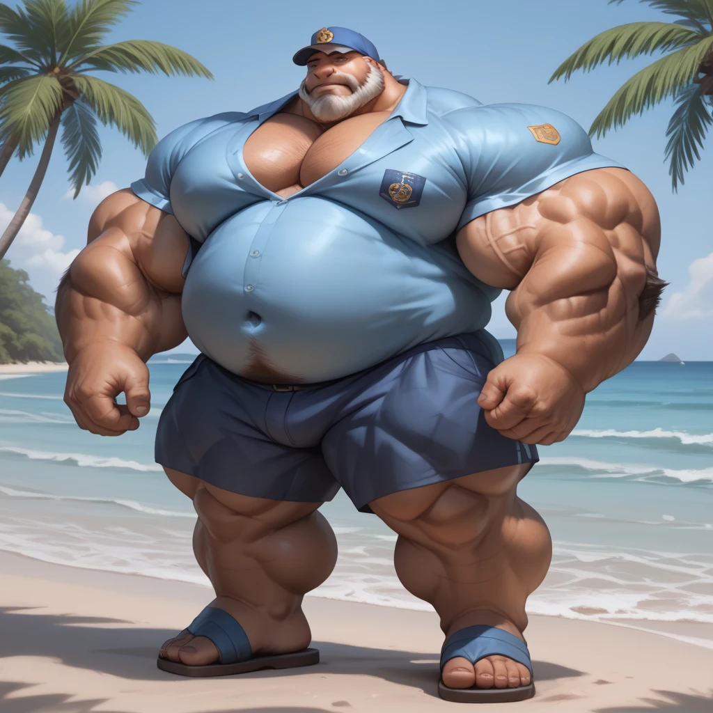  traditional market, side view, extremely huge muscular, massive muscular, full-body, well-muscled old man, sitting on box, shirts. ((extremely muscle size, super thick arms, huge pec, extremely wide pectoral , huge arms)).  and add details to make it attractive and interesting. Add textures and details to make the image more realistic, such as the appearance of the shirt texture and the appearance of the skin. Make sure the resulting image is high resolution, 8K quality."