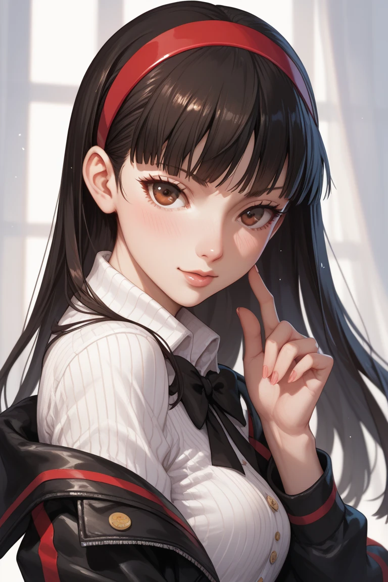 heart-shaped pupils,(sfw), (masterpiece:1.2), best quality, masterpiece, highres, original, extremely detailed wallpaper, (ultra-detailed), (best illustration), (best shadow), (Kobeni), big breasts, perky breasts, (white collared shirt), (blood stain:1.1), (horrified:1.2), (black necktie), (shirt stain), (stained), 1girl, looking at viewer, (scared:1.2), (tears:1.1), (brown eyes), (peace sign),tongue out, tongue, heart-shaped pupils