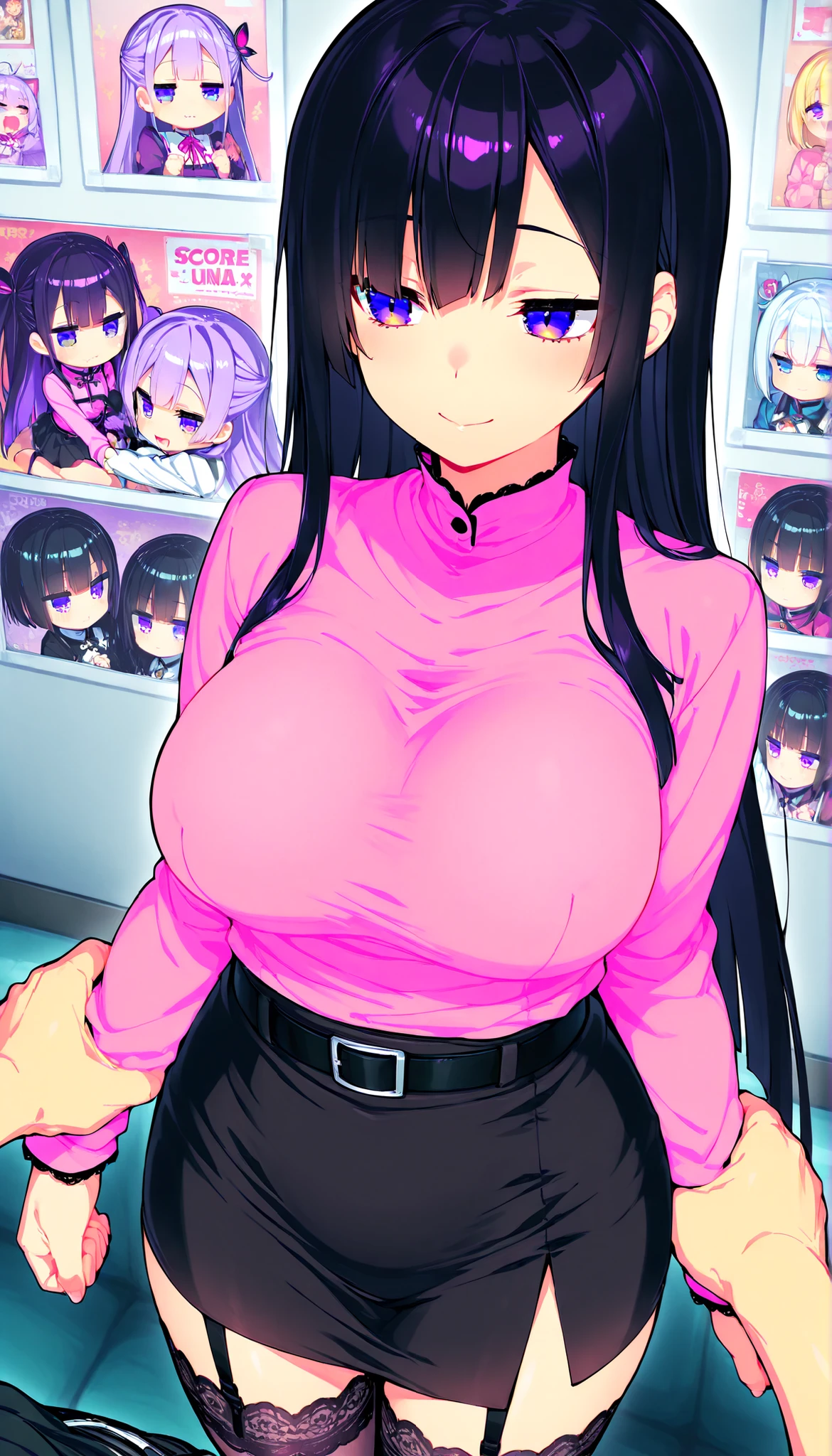 (1girl, solo:1.5), long_hair, purple_eyes, purple_hair, bangs, smile, symbol-shaped pupils, multicolored hair, star-shaped pupils, ,nsfw , large breasts, nipple, Walking, , crying,, ,ShoppingMall, , frozen, wet, ,, Naked, Blind ,Temptation, Blank look, empty eyes, Standing pee