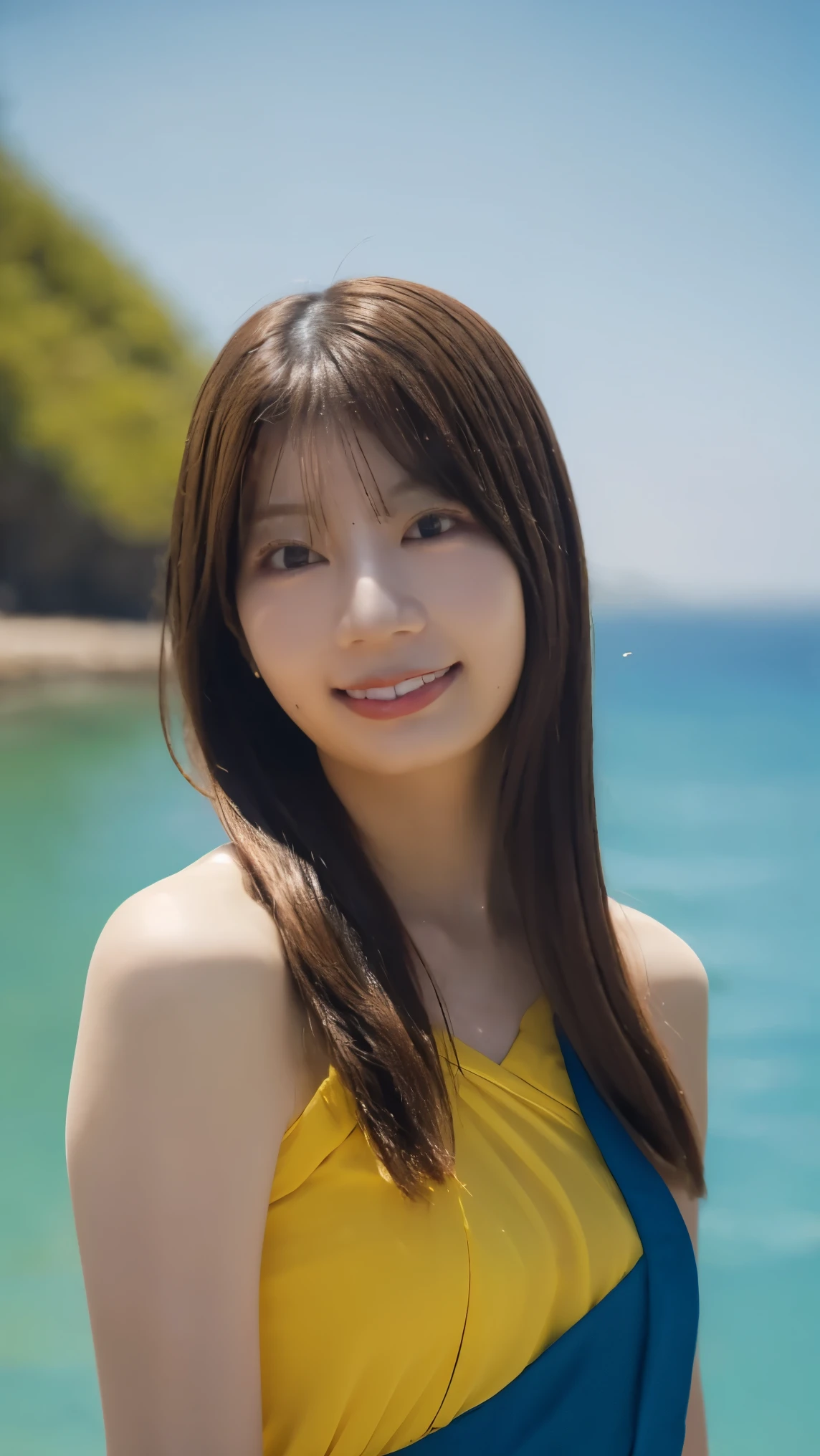(((photorealistic))), ((realistic)), ((Super fine face)), cheongsam, upper body, looking at viewer, Front view
She's in a beautiful sea, she has long dark hair , She does sexy poses,the sun is shining