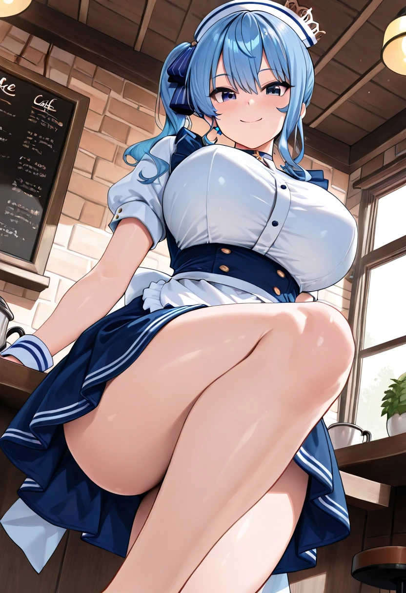 Also:zero's Alsom、light blue hair、short hair、table top、High resolution、many girls multiple girls、large crowd、lots of cute girls、big and full breasts、naughty body、See-through、throw、、whole body、Are standing、Look up at me、confused face、blush、embarrassing、Excited、white breath、A fleeting look、black pantyhose、female shape'Private parts are clearly visible、I can see your nipples、white shirt、navy check skirt、micro mini skirt、very short skirt、restaurant、shop、Many people々々々々、in the crowd、bare chest、show your chest、while holding the tray、Place the chest on the tray、Upper grade、A lot of milk comes out from the nipples、Breast milk gushes from the nipple、cat ears maid clothes、blue gingham maid outfit、Bangs that cover one eye、pink hairpin、kneel down、heavy breathing、white breath、1 customer、Serve customers、breast enhancement、focus on chest