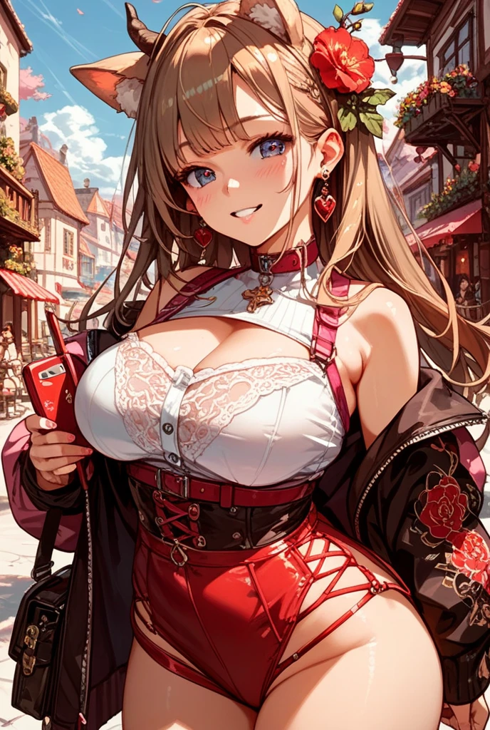 Anime girl in a red dress with a red bag, ??????????? loli, Ayaka Genshin Impact, hanayamata, anime moe art style, kawacy, Cute anime waifu in a nice dress, Seductive Anime Girl, splash art anime loli, oppai, Trending on CGSTATION, biomechanical oppai, from the azur lane videogame