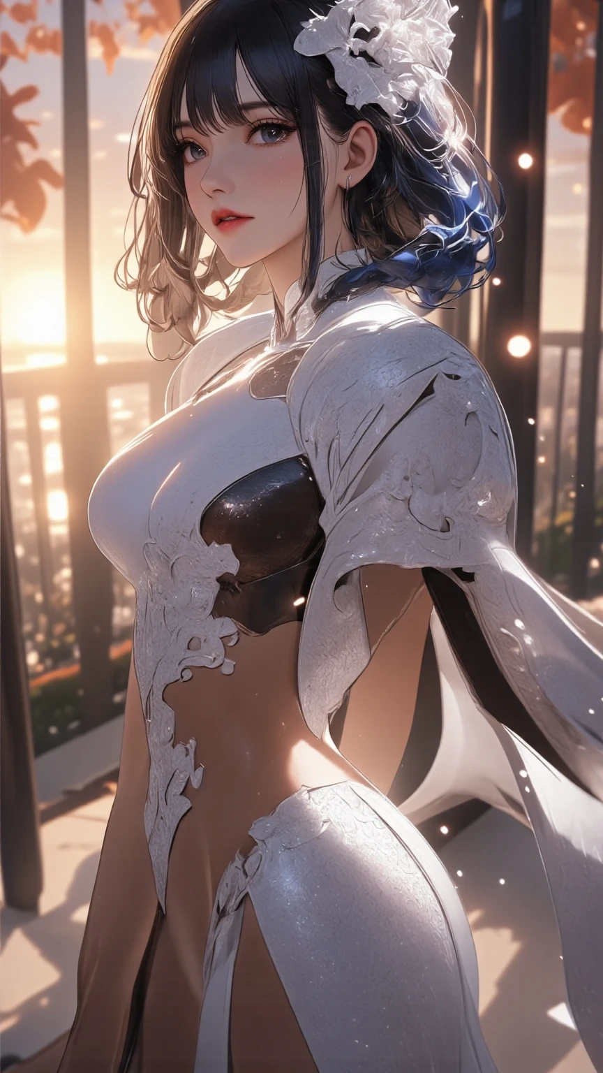 1female，35yo，plumw，extremely large bosom， 独奏，（Background with：A desert，aerodrome，Planes） She has very short black hair，bobo head，Stand on the plane，，seen from the front， curlies， mostly cloudy sky，（（（tmasterpiece），（Very detailed CG unity 8K wallpaper），best qualtiy，cinmatic lighting，detailed back ground，beatiful detailed eyes，Bright pupils，Black eyes，Snow-white skin，Redlip（Very fine and beautiful），（Beautiful and detailed eye description），ultra - detailed，tmasterpiece，）），facing at camera，A high resolution，ultra - detailed），revealing breasts，Bare genitalia，  Bulge，legs are open，Raised sexy，Camel toes，Flushed complexion，Desire for dissatisfaction，frontage，military officer（Wearing：White transparent shirt，Black pantyhose，military hat，Bare breasts）