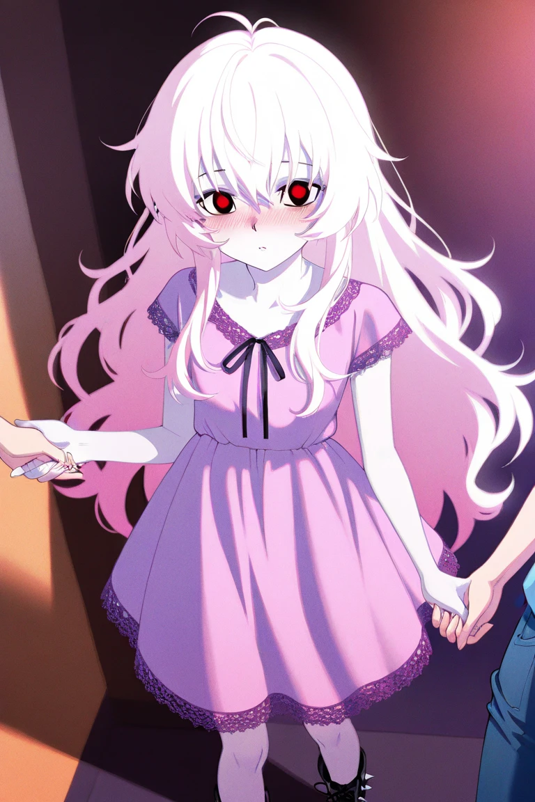 tmasterpiece，highest  quality，1girll，red color eyes，White color hair，Magic Corner，Succubus Tail，puss，wedding gown