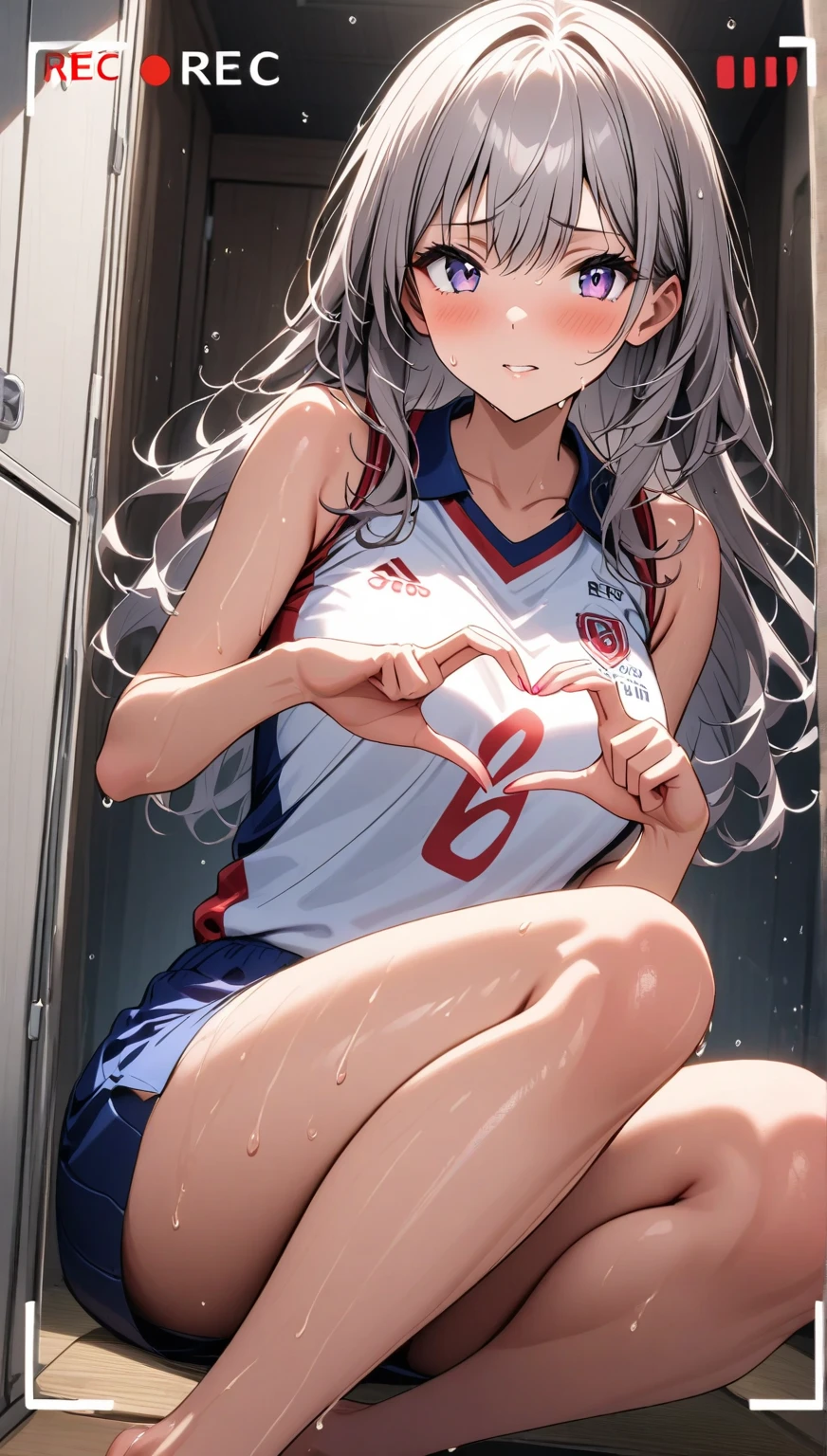 (Best quality, 8k, 32k, Masterpiece, UHD,:1.2),RAW, 1girl,ultra cute , natural lighting,transparent shining eyes, 20yo ,fair complexion, (ecstasy:0.8) ,(slut:0.8), (vulgarity:0.8), (fucked silly:0.8),(steam:0.8),(trembling:1.3)),((volleyball uniform )) ,From above, kneeling, body-fitting, White background, sneakers,
