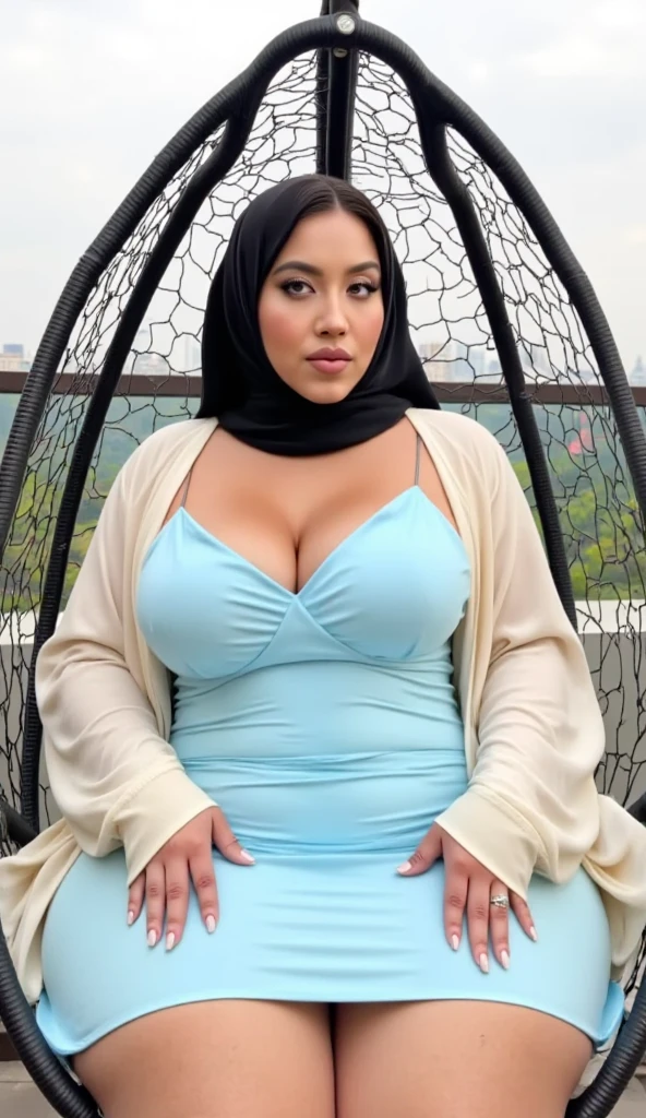 ( Close Up),RAW, Best quality, high resolution, masterpiece: 1.3), beautiful Malay woman in hijab,Masterpiece, perfect fit body,(( big breast)),big gorgeous eyes, Soft smile,beutiful face,thick thighs, wearing a purple dress and a gray scarf sitting on a window sill, batik, full covered dress, with beautiful exotic, gorgeous lady, long dress,, idian dress, , hijab, femme, cute woman Excellent lighting, Bright colors, Clean lines,