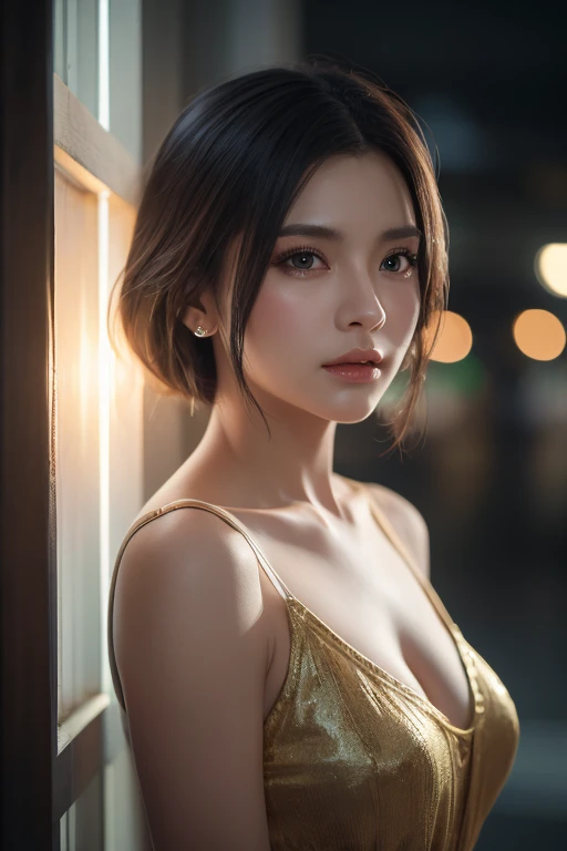 (2 beautiful young girls), Super beautiful detailed face, (Slightly open mouth, sexy look:1.1), (Beautiful big breasts:1.3), (Slender body:1.2), ((oragne full lacy babydoll:1.4), Bare shoulders, (Bare chest), side breasts, cameltoe details, (Fine face:1.2), accessories, earrings, conceptual art, High quality, Realistic, extremely detailed CG unified 8k wallpaper, ighly detailed, High-definition raw color photos, professional photograpy, Realistic portrait, Cinematic Light, Beautiful detailed, high details, (((Bokeh))), depth of fields, illumination, ((Beautiful sunset, city, downtown )), view from below