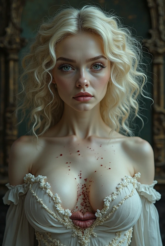 (Absurd, High resolution, Super detailed), One girl, alone, mature, (Very long hair, Blonde), Baroque, necklace, Strapless neckline ball gown dress, Gloves, Efootant, Colorful, Maximum details, Upper Body, Outdoor, diving, Ocean, whole body, foot, shoes, Smile,
