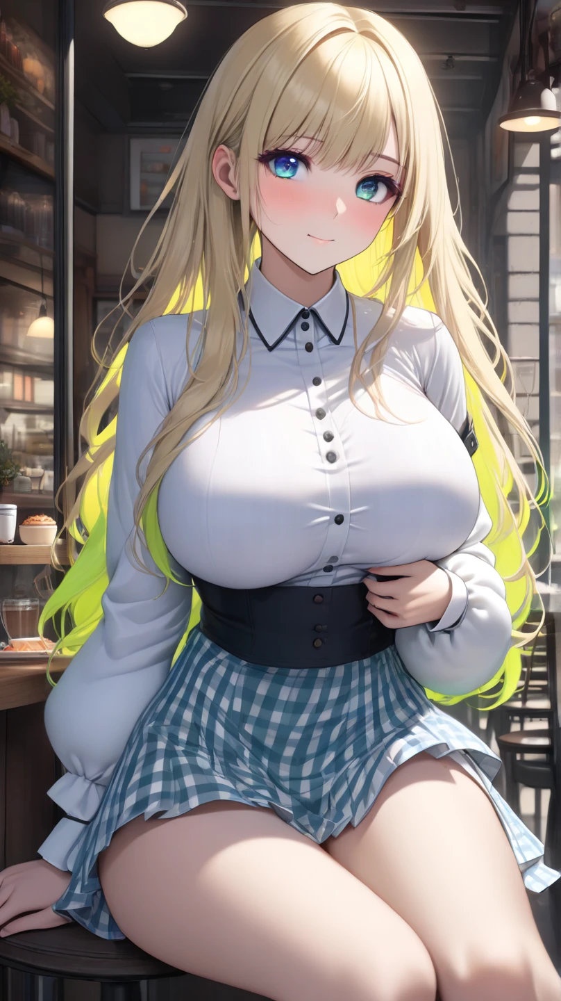 anime, beautiful face, highly detailed face, 2 accurate legs detailed eyes, highly detailed background, perfect lighting, accurate arms, beautiful blonde hair, accurate hands, accurate fingers, full body, 1girl, solo, ruby hoshino, oshi no ko, indoors, detailed heels, black heels, detailed thighhighs, absurdres, high res, ultrasharp, 8K, masterpiece, looking at viewer, shy smile, shy, in a nightclub booth, nightclub outfit,  (lifting skirt with both hands:1.4), standing, pencil skirt, beautiful black panties
