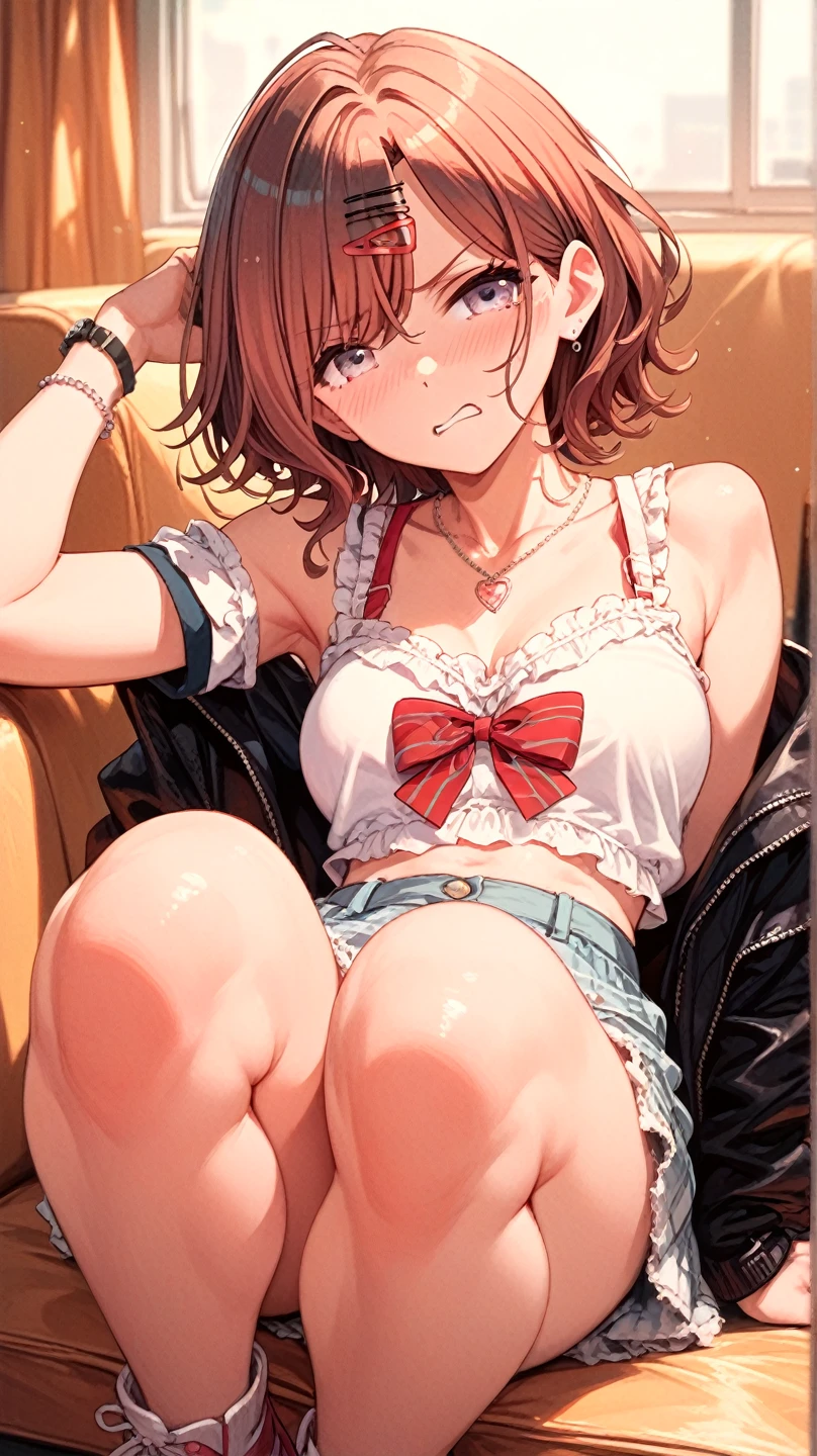 masutepiece, Best Quality, 1girl in, Solo, Juri swims,Necklace, Sitting,Spread legs,medium breasts,NSFW,((fullnude))