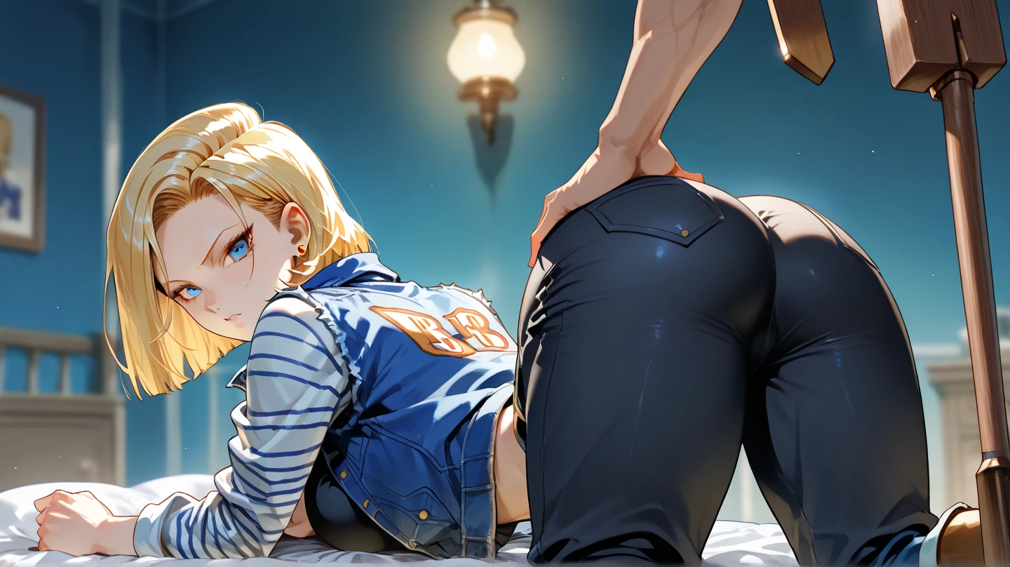 Hermosa chica rubia muy sexy con tetas muy pero que muy grandes, enormes. De cara a la pared y solo con una camisa blanca abierta y con un tanga tiro de vaquero. And a boy with short hair is fucking her tits from behind