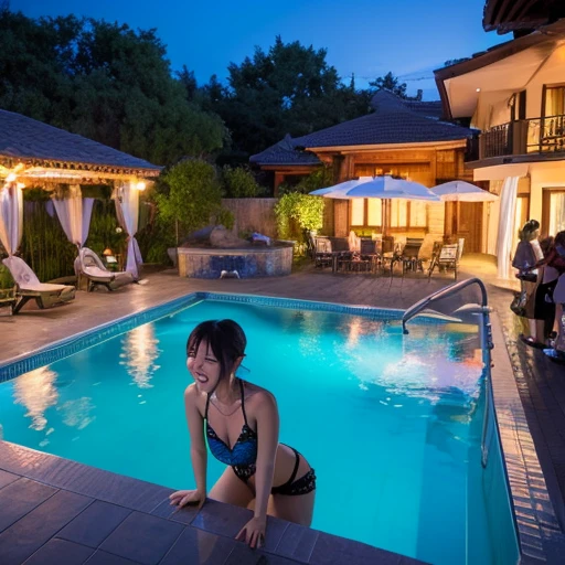 Beauty、smile、night、Night Pool
