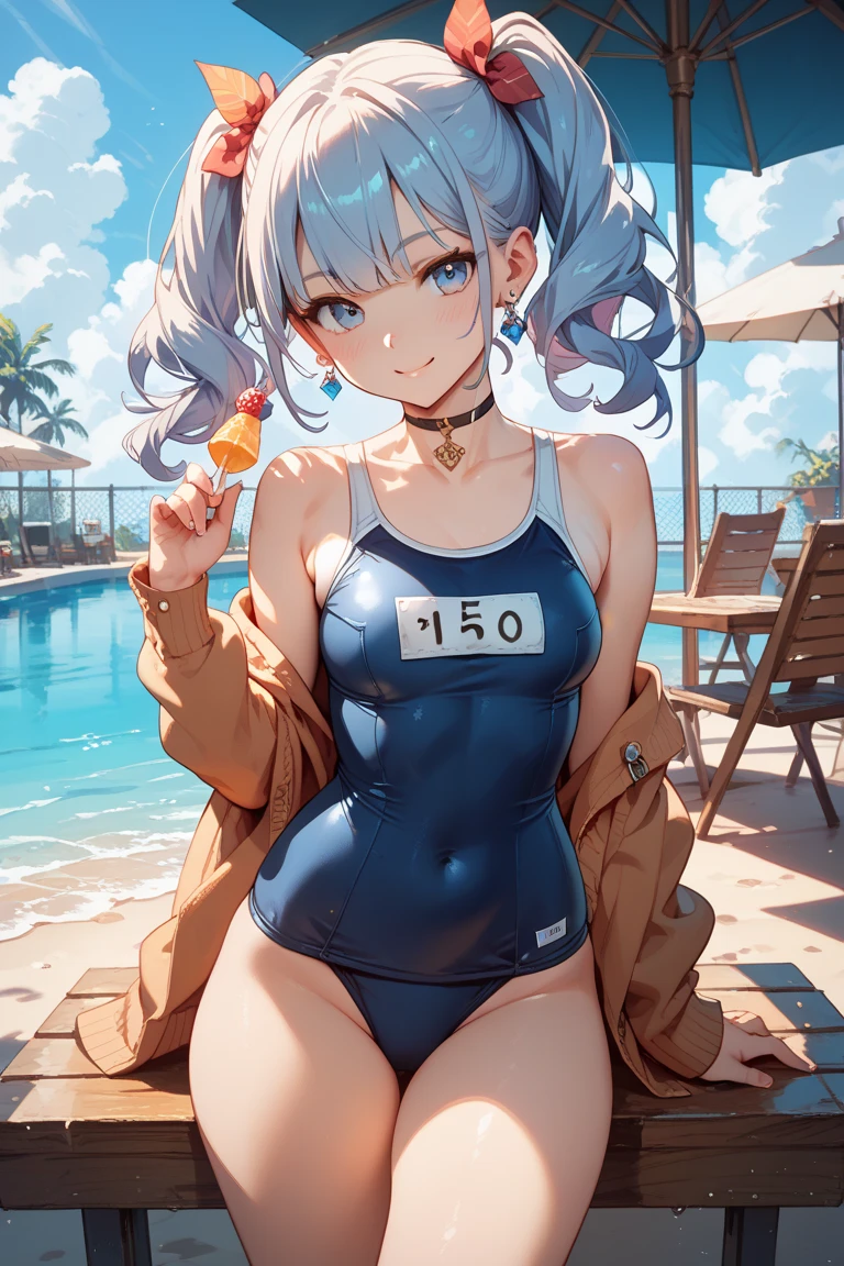 1 boy, femboy,delicate body、being thin, Teasing eyes, hair bowl, hard disk, table top, vibrant, choker, trainer, Feet wearing thigh socks, Lush, Charm, thighs thighs thighs, big ass,embarrassing、blushing face、Chest swelling、swimsuit falls off