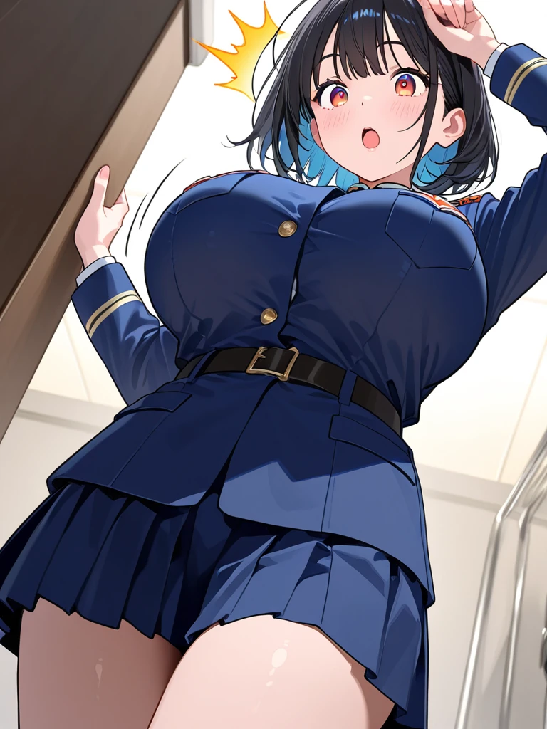 One Girl, Shiny skin, 最high quality, (Game CG:1.4), Browsing Caution, Beautiful face and eyes in every detail,Big Tits、Small lingerie, Severe, Big ample breasts、((最high quality)), (Very detailed), (Very detailed CG 統合 8k 壁紙), Very detailed, High resolutionのRAWカラー写真, Professional photography,From below, (((White lace panties)))、I can see your face、(((A regretful look))),(((Embarrassed face)))、(((Are crying)))、(((Anguished expression)))、Glaring, Angry、(((Her white panties are visible through the)))、((White underwear pattern))、Dancing、((((She is embarrassed that the audience has seen her panties))))、 (((She forgot to put on her underwear so her underwear was completely visible)))、dancing, (((The audience is happy to see her panties))), (((A crowd of spectators point their cameras at her panties))), ((Nipples are visible))、Full Shot、(((Her skirt is flipped up))),(born, 最high quality, masterpiece:1.5), (Realistic, Intricate details:1.2), 超High resolution, (high quality, High resolution, The finer details), alone, Curvy Women, blush, Sweat, Oily skin, Shallow depth of field,(masterpiece、最high quality、High resolution、Unity 8k wallpaper、Very detailedCG:1)、(Awareness-raising:1.0)、One Girl、最high quality、8Kmasterpiece、((software)), ((multiple girls)), (18-year-old female, Beautiful detailed woman, policewoman),( Blue Hair),(short hair),White and thin uniform,(Black leather micro mini skirt), ((With a shy look:1.5)), Huge breasts, Hard nipples, Slim Waist, Thick thighs, Ultra mini skirt, ((Black Pantyhose)), (((I'll lift my skirt to show you my pantyhose))), ((Leg spread)), (Please open your legs),, look down,((Skirt Lift)),(((Boldly flip up the skirt)))