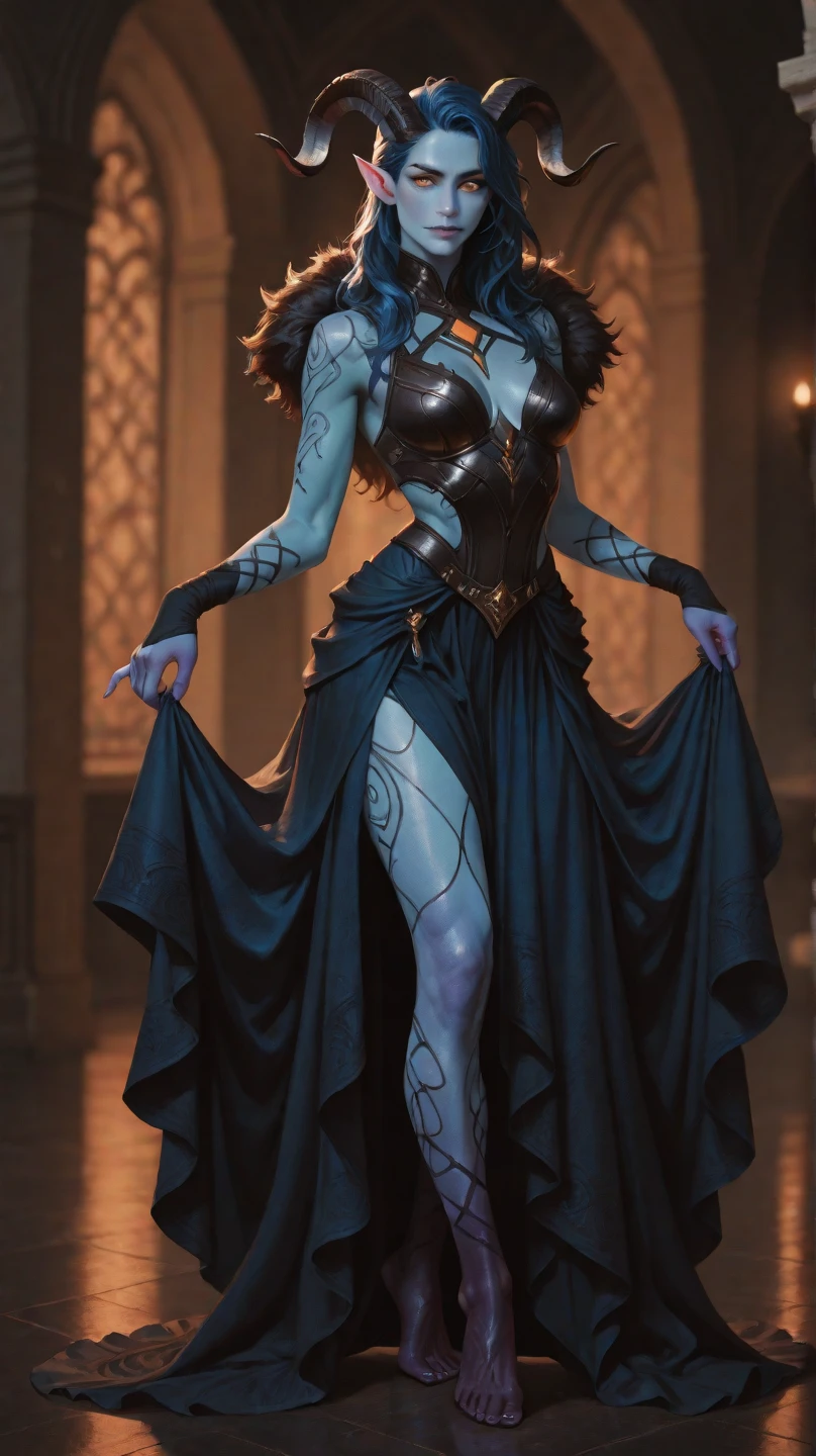 a woman with blue hair and a seaweed ballroom dress is standing, style artgerm, trending artgerm, artgerm lau, artgerm style, style of artgerm, as seen on artgerm, artgerm and rossdraws, extremely detailed artgerm, like artgerm, artgerm art, blue sea-elf, full body, Blue skin, azure complexion, TEAL SKIN, BLUE ELF, Slim Body