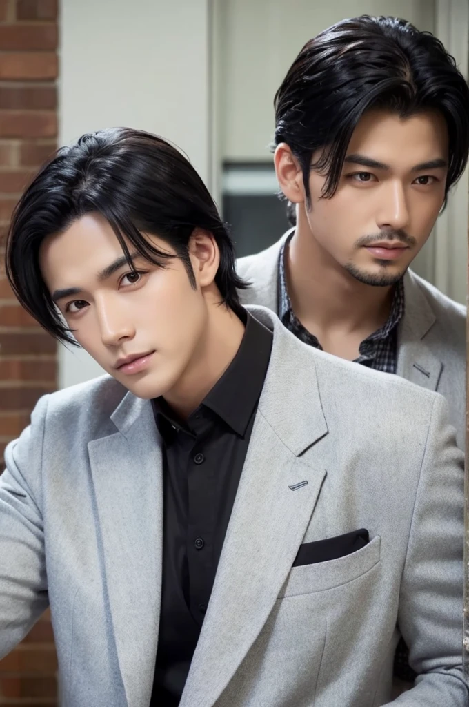 Ultra-realistic、Japanese men、Fair-skinned and thin、Black short hair、Large ears、Cleanliness、Crisp eyebrows、Big eyes、Eye color: black、Similar to Kenichi Ohno、Small nose、Looks like Johnny's