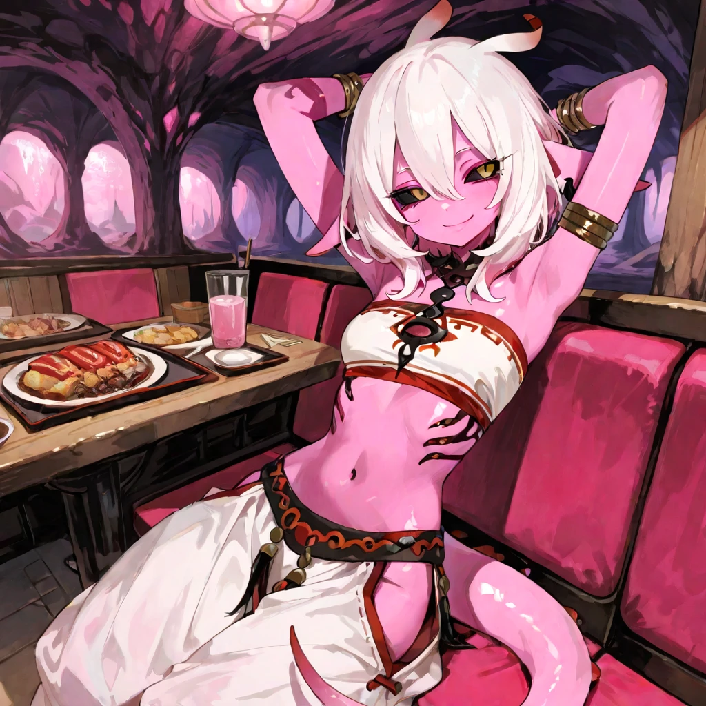 Zero two, green eyes, pink hair, horns