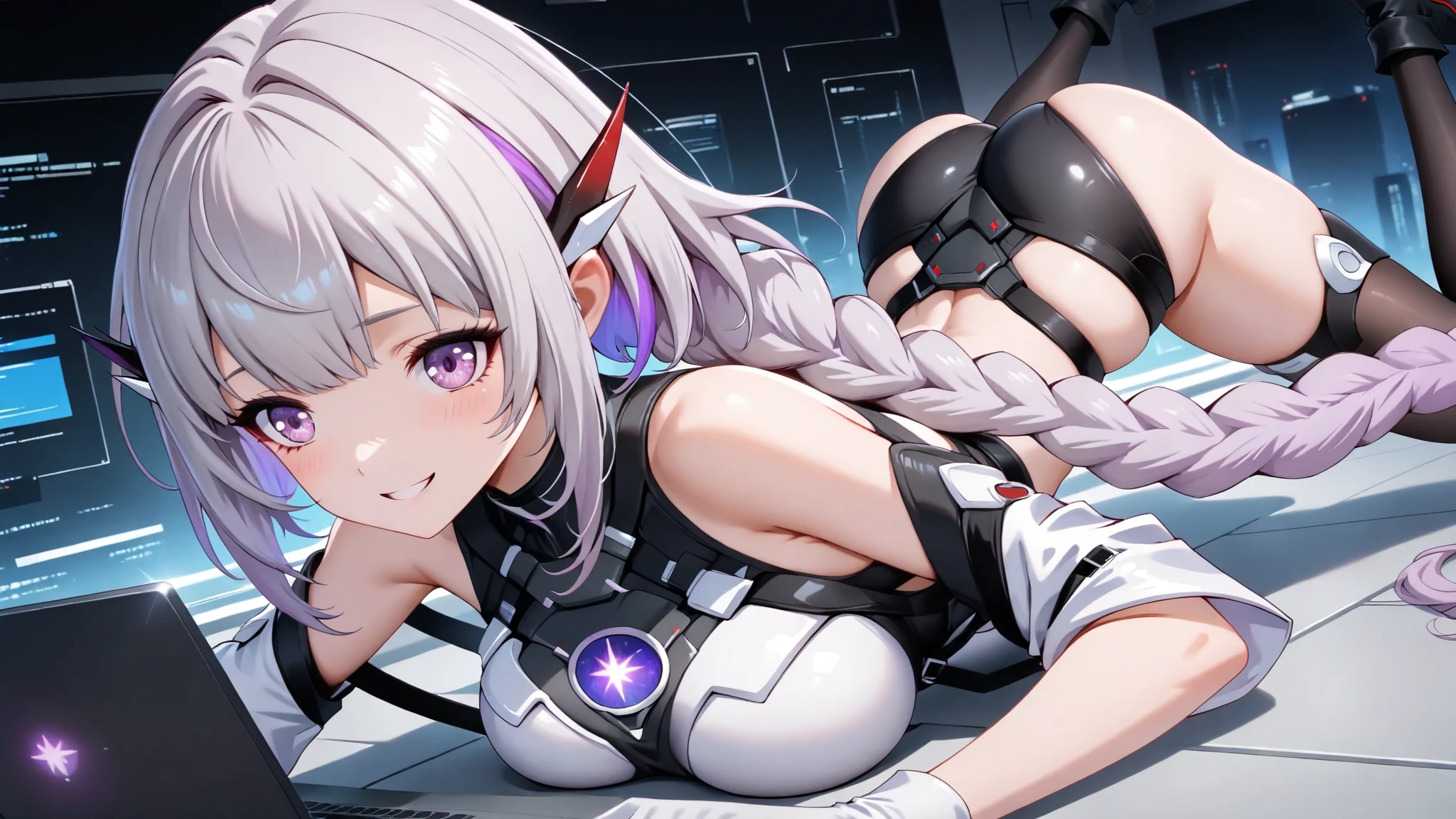 Kanzaki Ranko Silver hair twin drill Limbs restrained by machine Blindfolded Legs spread in M shape Electric massager applied to crotch Blushing Drooling Armpits