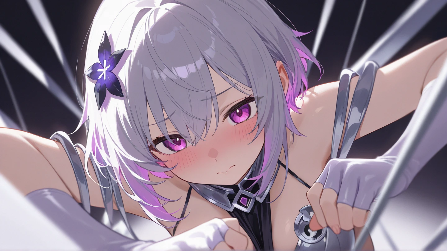 neferpitou, neferpitou, short hair, (red eyes:1.5), long sleeves, animal ears, tail, white hair, shorts, cat ears, cat tail, curly hair, (small breast:1.2), BREAK looking at viewer, BREAK outside, BREAK (masterpiece:1.2), best quality, high resolution, unity 8k wallpaper, (illustration:0.8), (beautiful detailed eyes:1.6), extremely detailed face, perfect lighting, extremely detailed CG, (perfect hands, perfect anatomy),