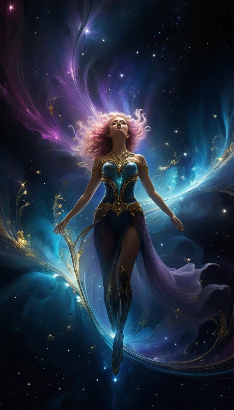 (full body with legs and feet )An alien girl whose body is made of minerals, diamond, Topaz, (best quality, highres, ultra-detailed), portraits, vivid colors, studio lighting, realistic, long hair flowing in the wind, sparkling eyes, otherworldly beauty, surreal atmosphere