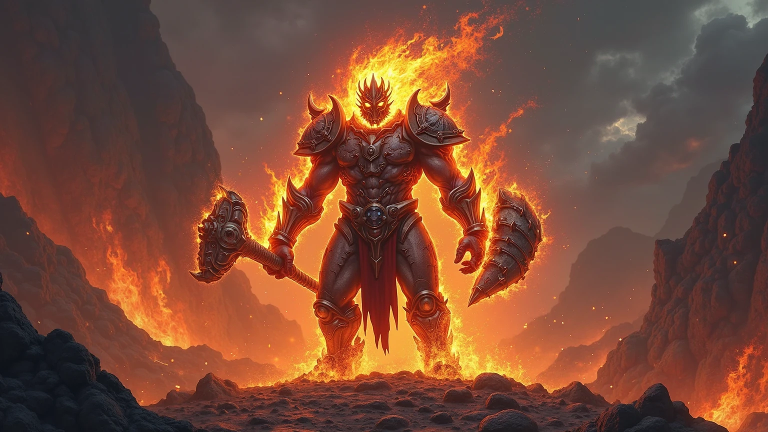 With a height of nearly two meters, he looks very strong,The roaring golden hellfire burned his flesh and blood,But it leaves the contours of the muscles。A white bone mask covered his face,His lower body is a skeletal structure similar to that of a horse。He didn't know where to draw a pair of halberds,And fight for their physique,Rushed into the demons and slashed and killed。return