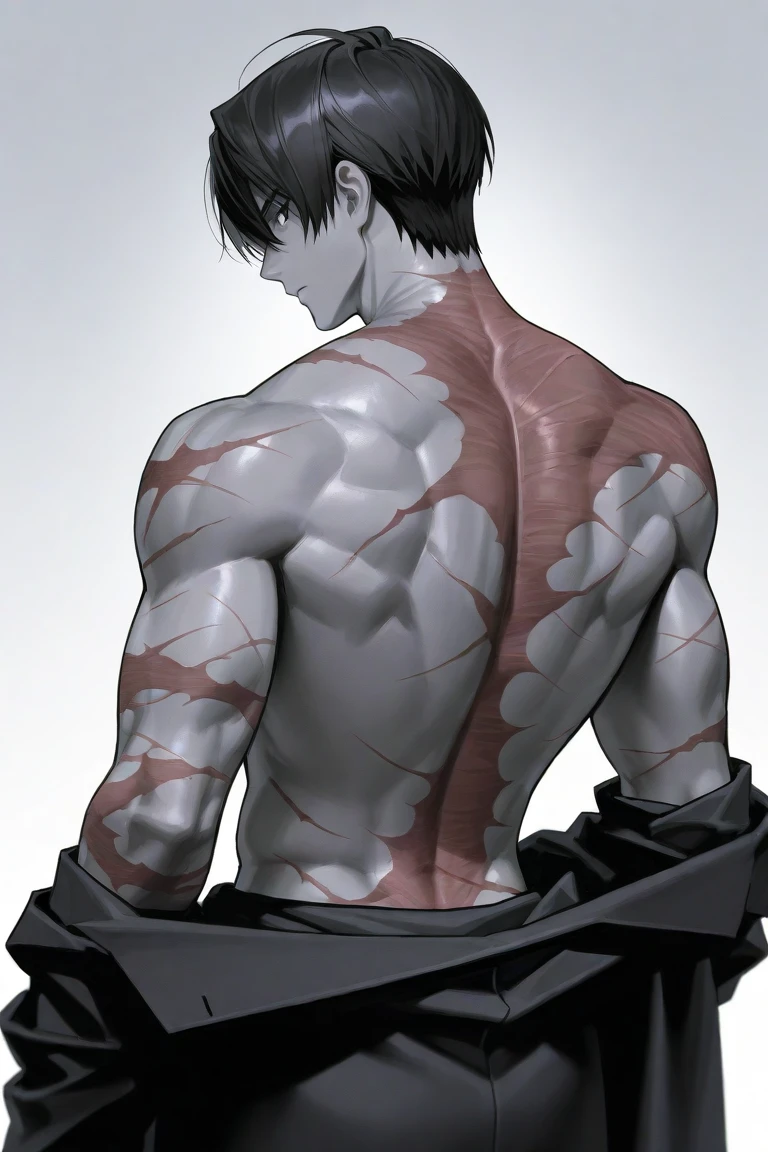 (best quality,ultra-detailed,realistic:1.37),musclaur badass girl with sculpted body with preview her musclaur body and back muscles, full review of the female character's face and body, intense expression,studio lighting, vivid colors, physiologically-based rendering, grungy texture, rugged background, dust particles in the air, commanding presence,professional,powerful, gritty aesthetics,Valmet،short hair،tattoos on shoulders,Shining muscles, muscle protrusion,wearing military black male short underwear with black midriff tank top,training position from behind, with her muscles and back muscles and,training in The middle of the base,rain,raining,rainy weather,eyepatch,from behind,back muscles,angle close to neck,wet,fixing muscles and back muscles, naked,tattoos on back